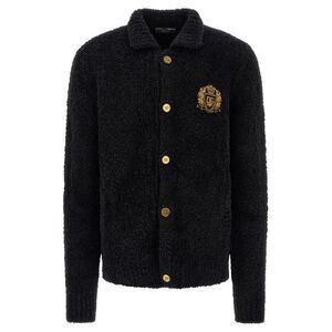 Dolce & Gabbana Black Alpaca Leather Men's Cardigan